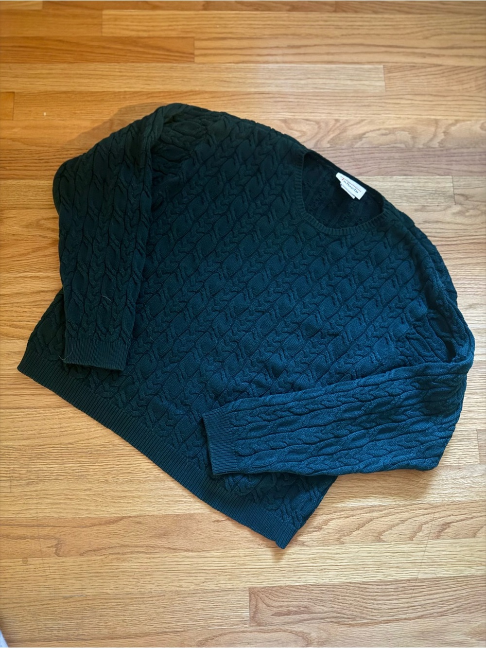 Talbots Dark Green Cable-Knit Crewneck Sweater